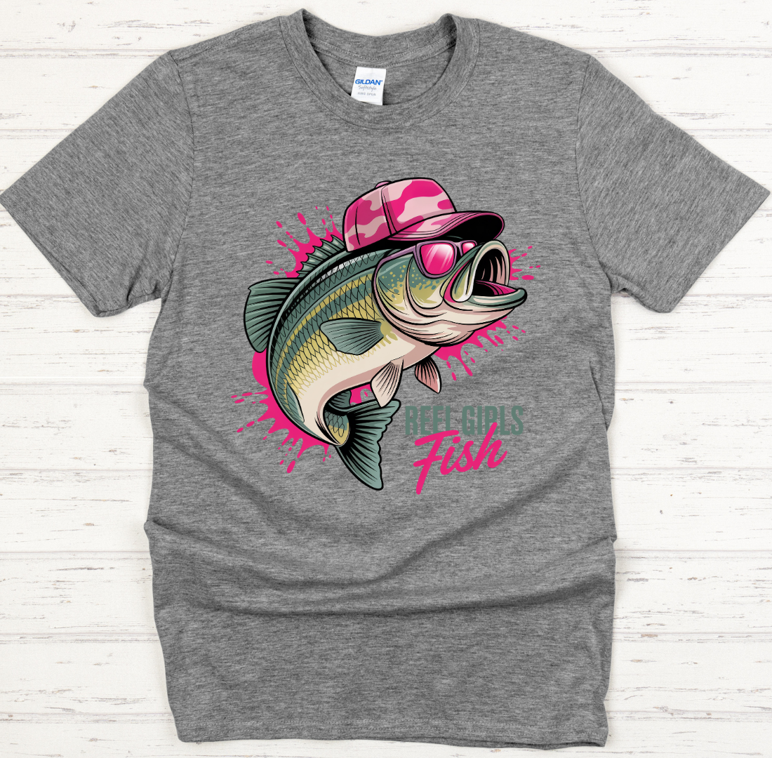 Real Girls Fish Women's Fishing Shirt on Gildan Softstyle Tee