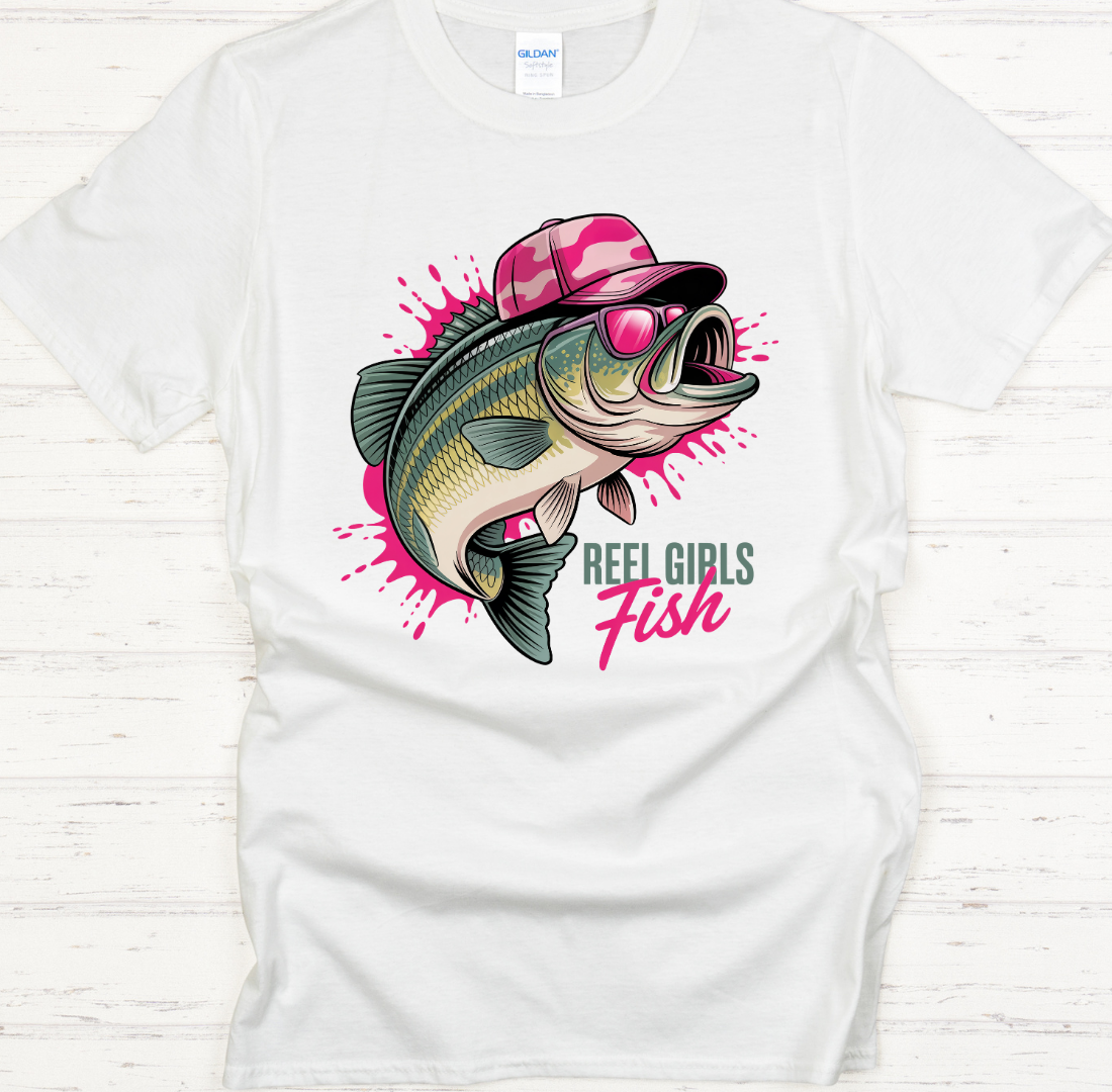 Real Girls Fish Women's Fishing Shirt on Gildan Softstyle Tee