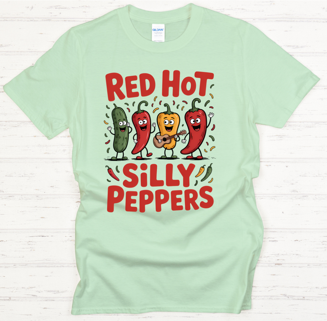 Red Hot Silly Peppers Funny Graphic T-Shirt | Gildan Softstyle Tee
