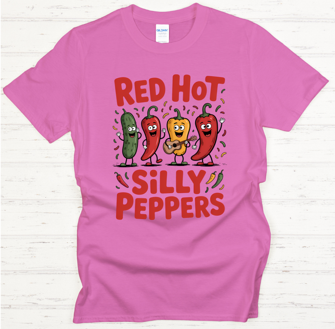 Red Hot Silly Peppers Funny Graphic T-Shirt | Gildan Softstyle Tee