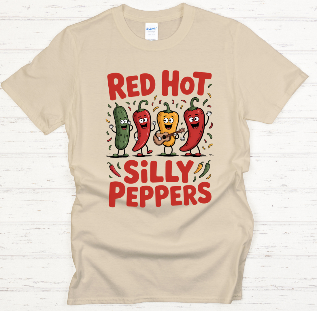 Red Hot Silly Peppers Funny Graphic T-Shirt | Gildan Softstyle Tee