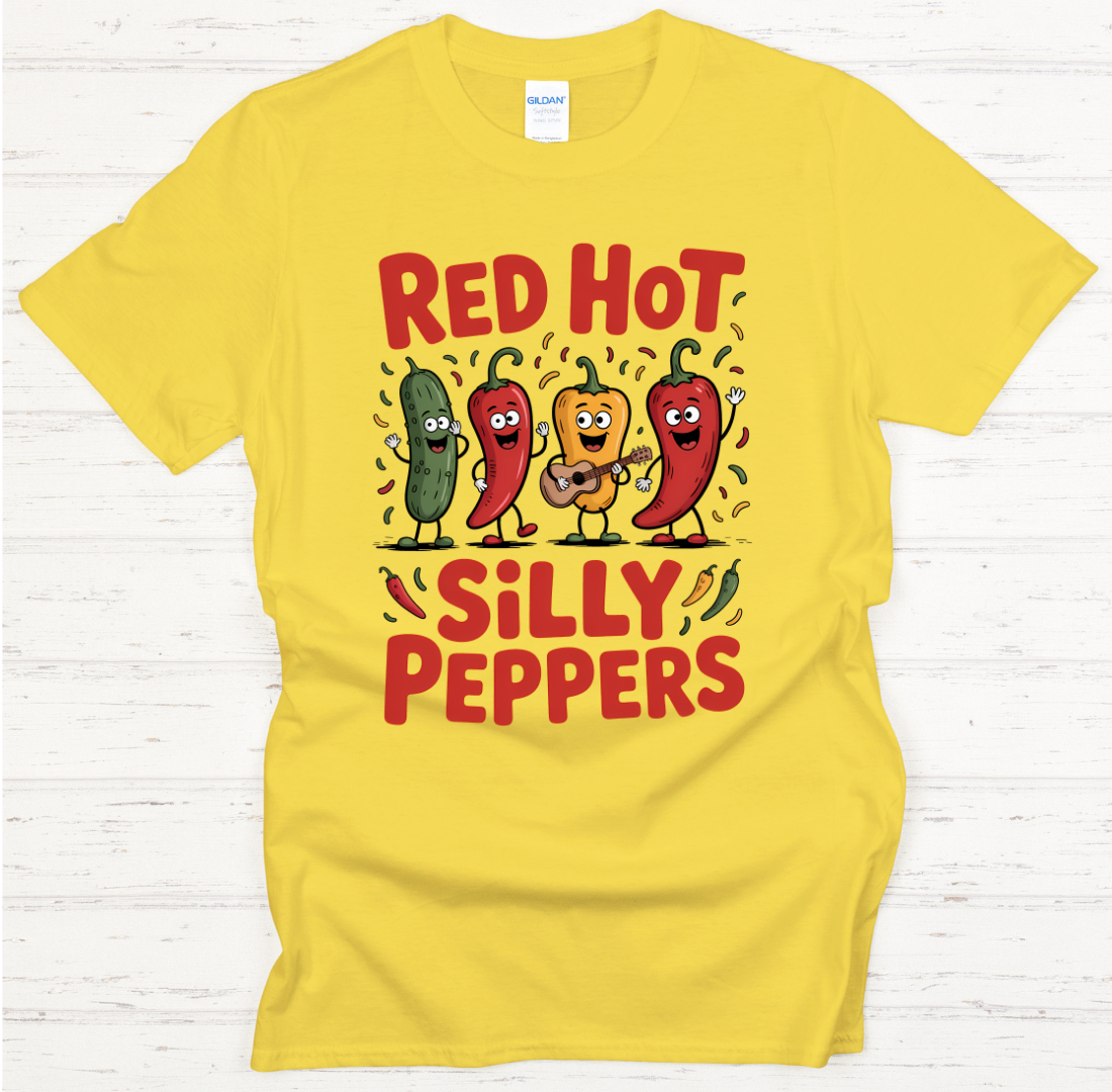 Red Hot Silly Peppers Funny Graphic T-Shirt | Gildan Softstyle Tee