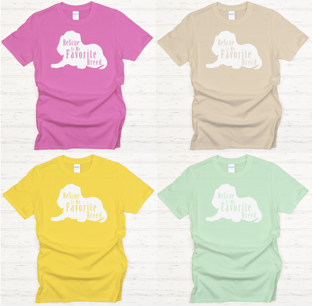 Rescue Is My Favorite Breed Dog Lover Shirt on Gildan Softstyle Tee