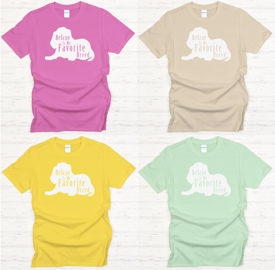Rescue Is My Favorite Breed Dog Lover Shirt on Gildan Softstyle Tee