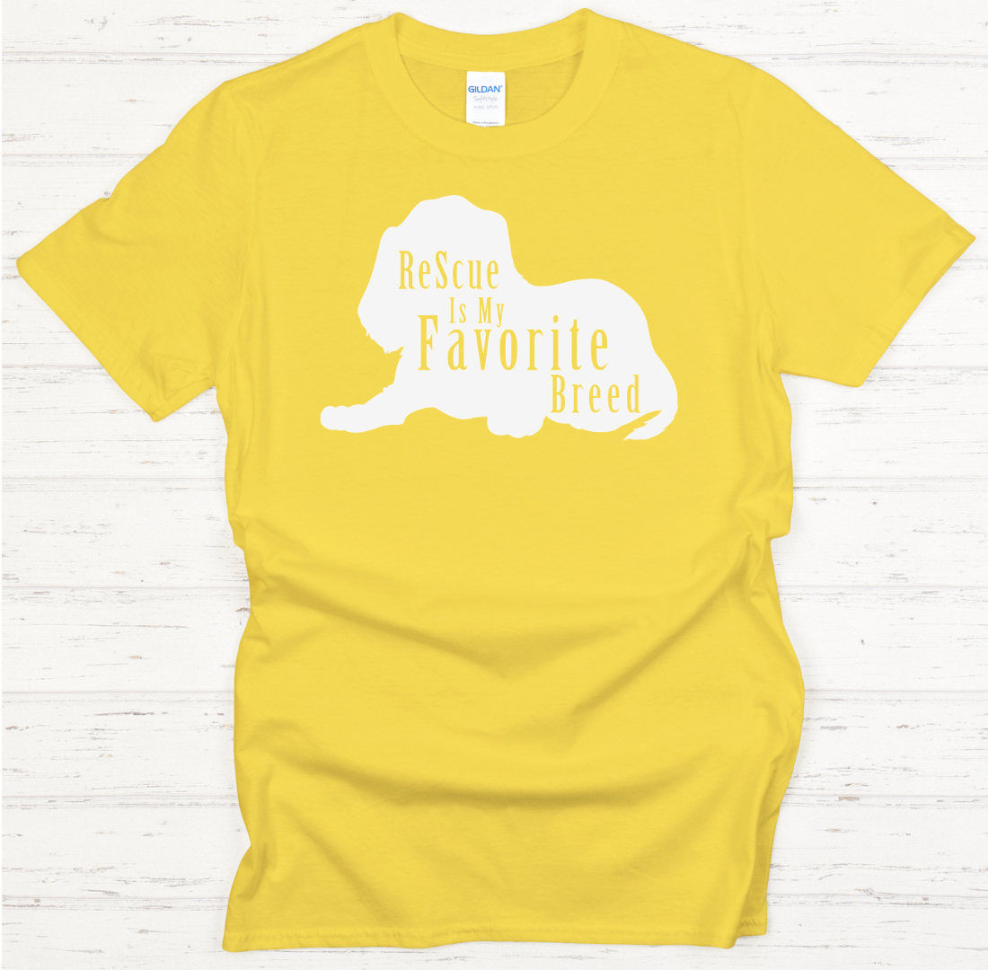 Rescue Is My Favorite Breed Dog Lover Shirt on Gildan Softstyle Tee
