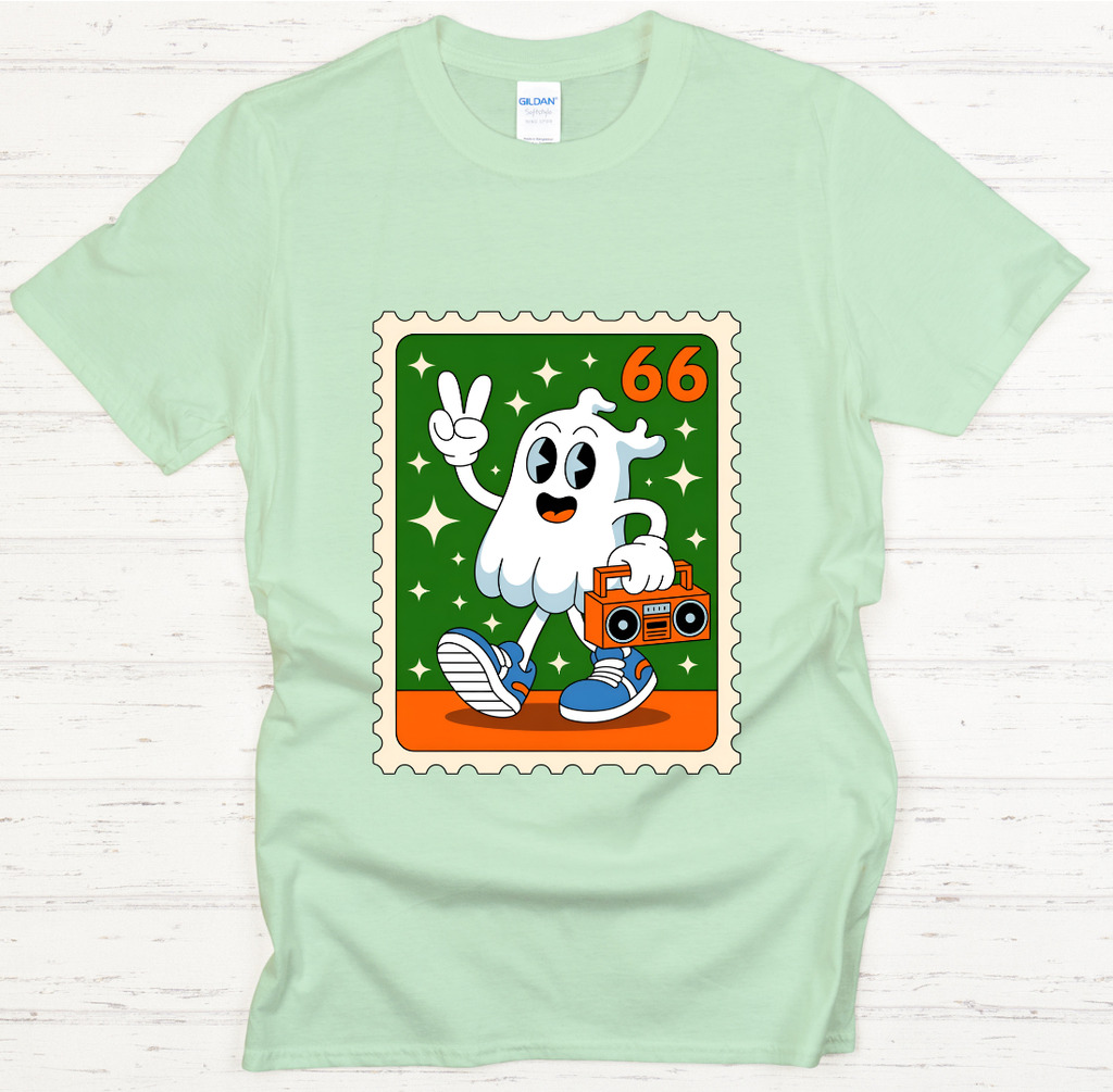Retro Ghost Boombox Halloween Shirt – Cute Vintage Spooky Season Tee