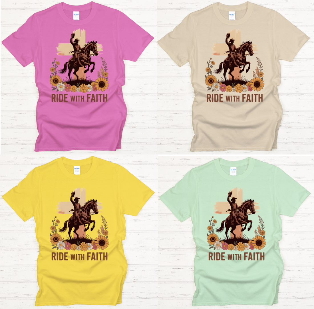 Ride With Faith Christian Cowgirl Shirt – Western Faith Horse Riding Tee