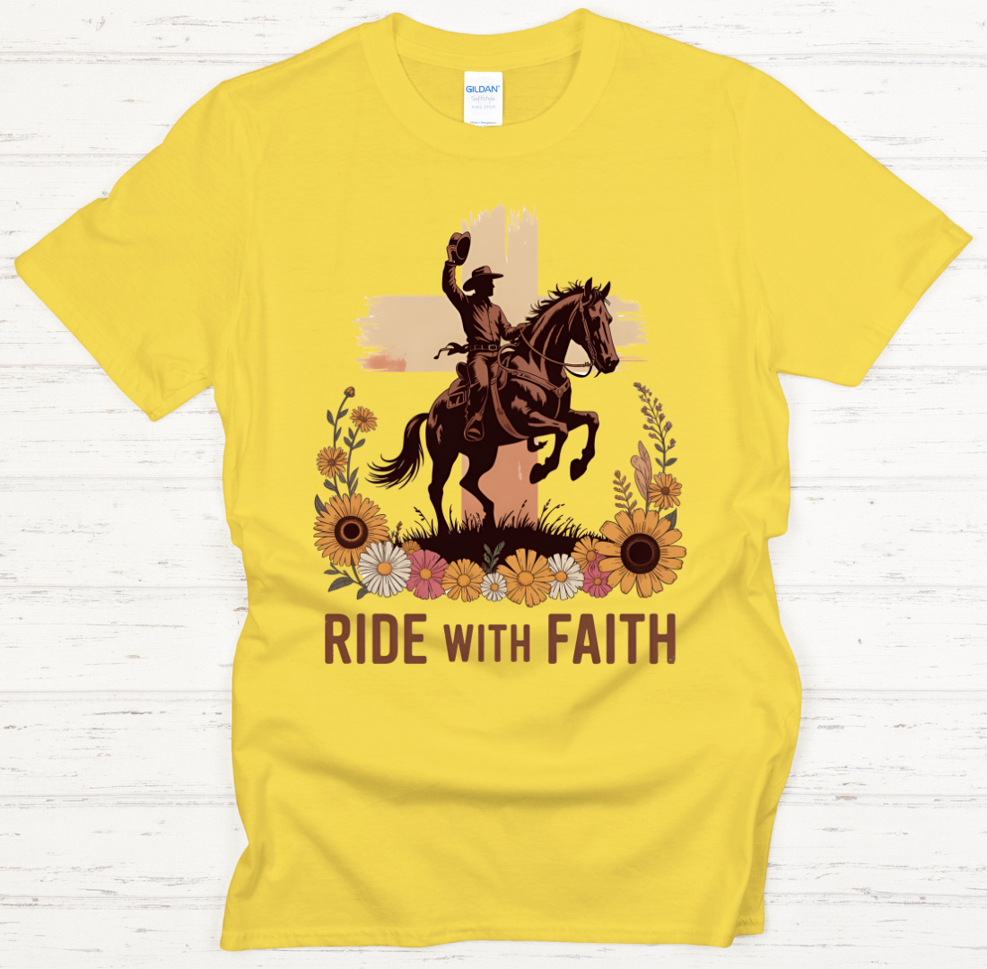 Ride With Faith Christian Cowgirl Shirt – Western Faith Horse Riding Tee