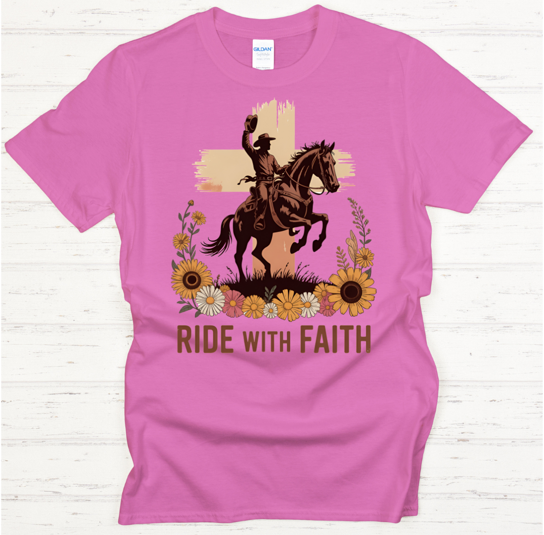 Ride With Faith Christian Cowgirl Shirt – Western Faith Horse Riding Tee