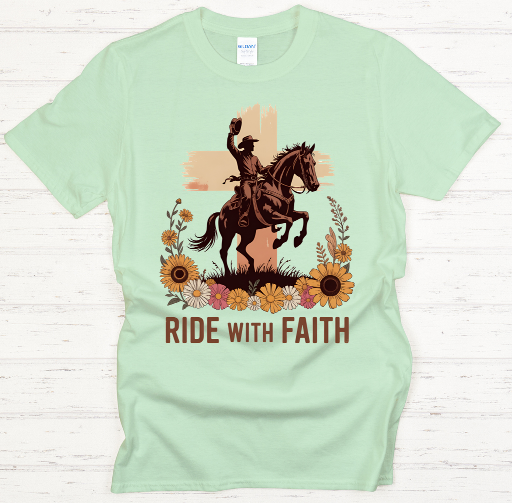 Ride With Faith Christian Cowgirl Shirt – Western Faith Horse Riding Tee