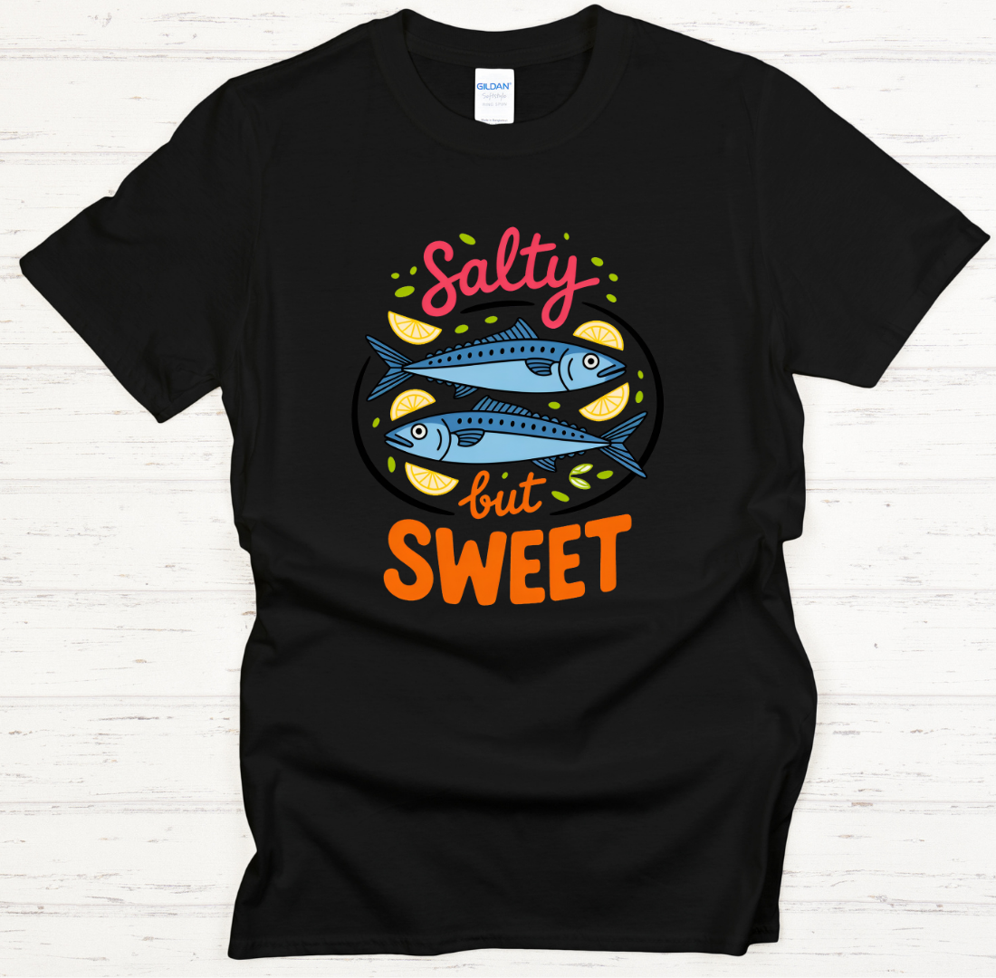 Salty But Sweet Fish Lover Shirt on Gildan Softstyle Tee