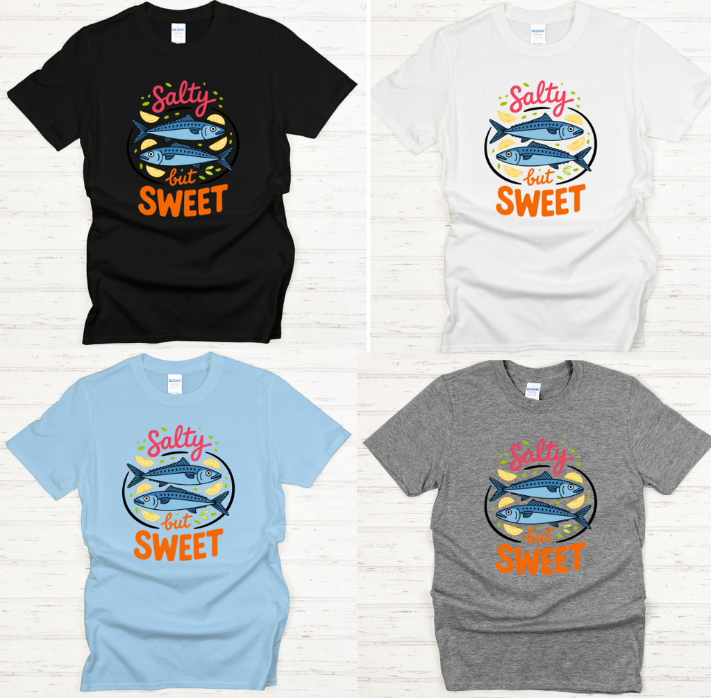 Salty But Sweet Fish Lover Shirt on Gildan Softstyle Tee