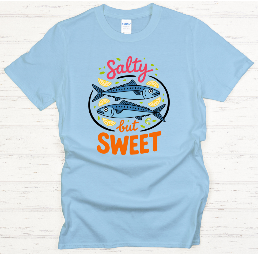 Salty But Sweet Fish Lover Shirt on Gildan Softstyle Tee