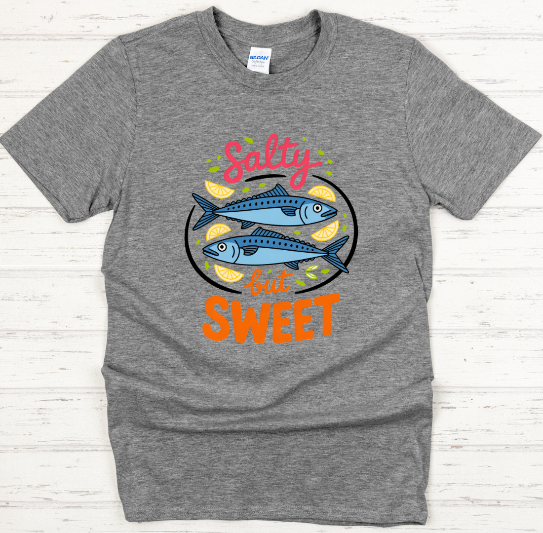 Salty But Sweet Fish Lover Shirt on Gildan Softstyle Tee