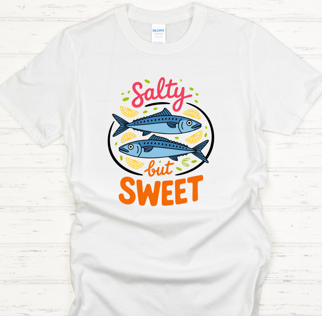 Salty But Sweet Fish Lover Shirt on Gildan Softstyle Tee