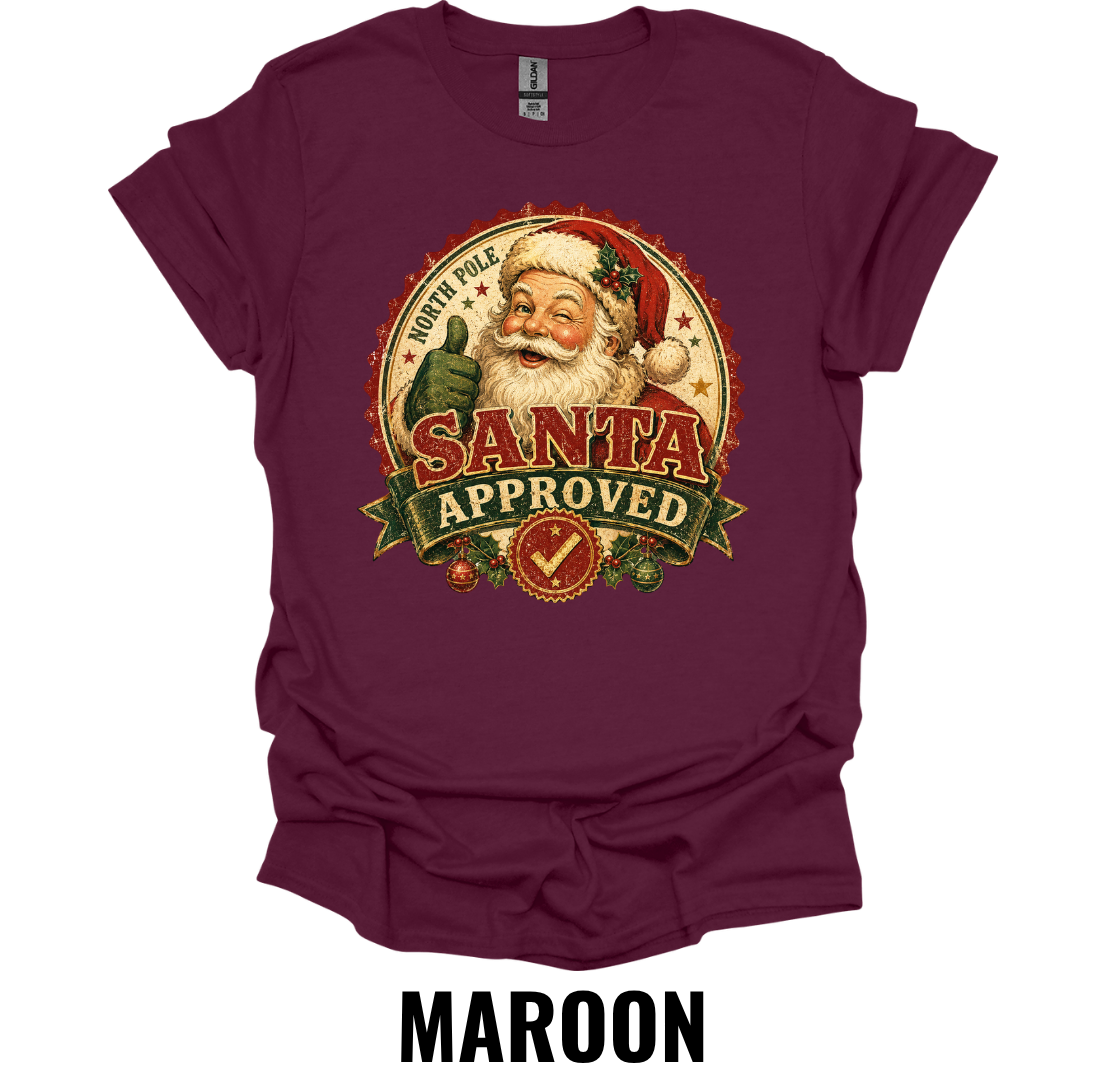 Santa Approved T-Shirt – Vintage Retro Santa Claus Christmas Shirt, North Pole Holiday Tee