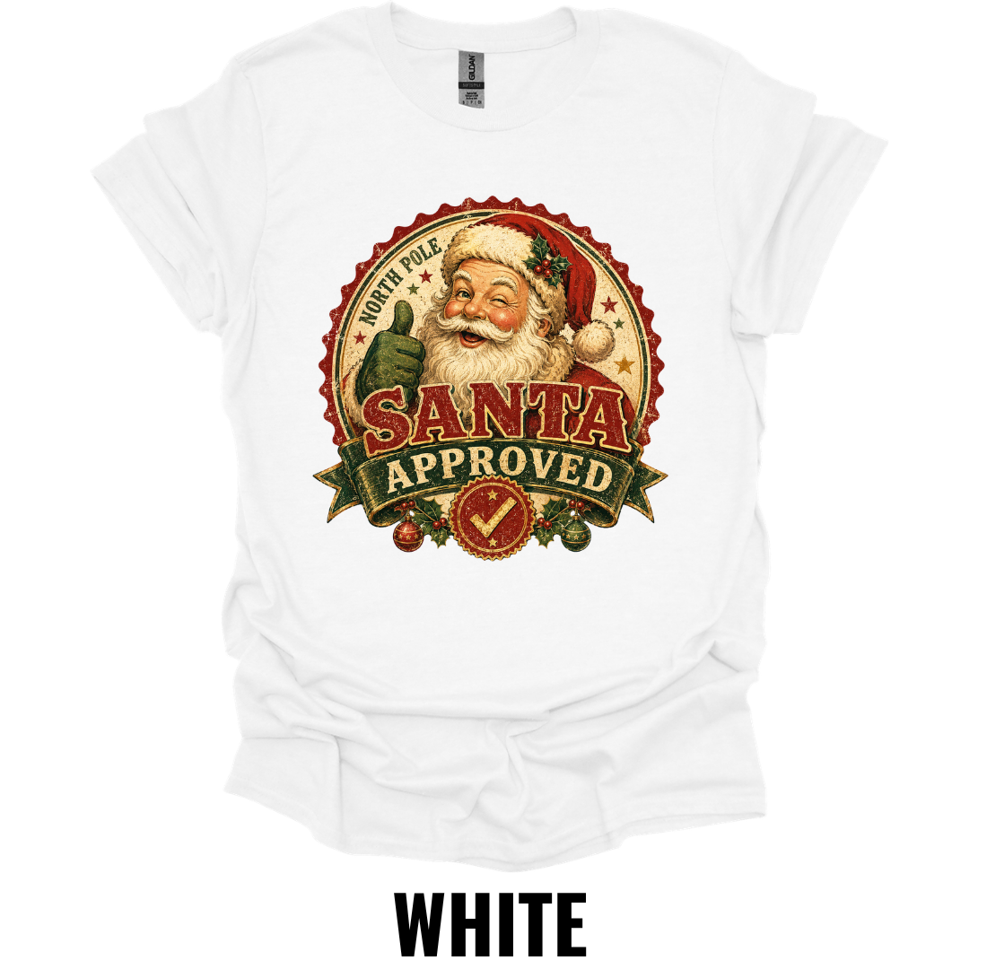 Santa Approved T-Shirt – Vintage Retro Santa Claus Christmas Shirt, North Pole Holiday Tee
