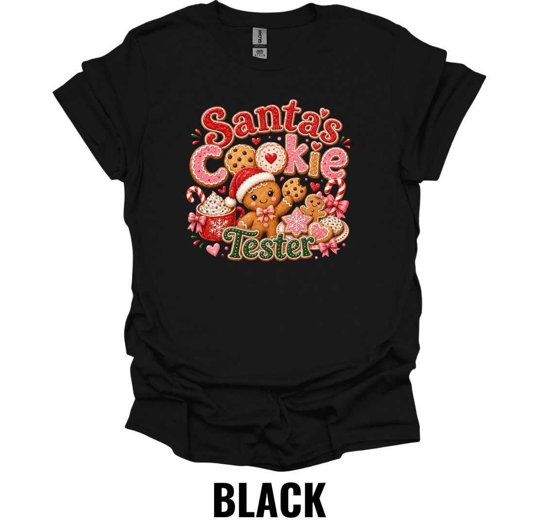Santa's Cookie Tester T-Shirt – Funny Christmas Baking Tee