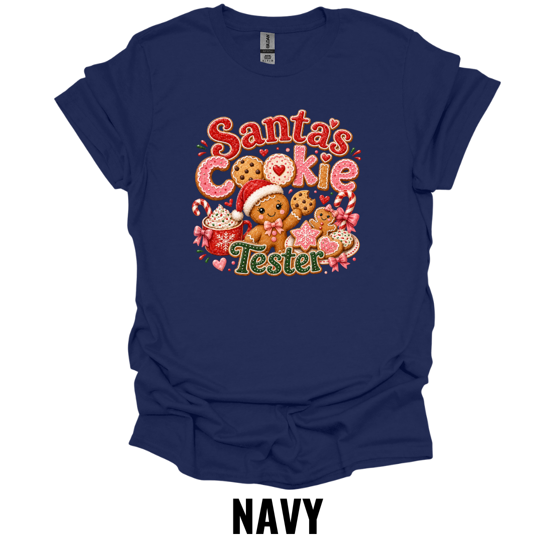 Santa's Cookie Tester T-Shirt – Funny Christmas Baking Tee