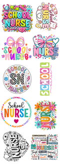 School Nurse DTF Transfer Bundle – Nurse Appreciation Graphic Collection
