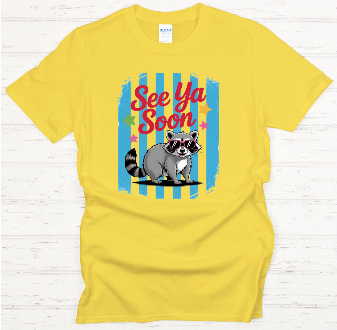 See Ya Soon Funny Raccoon Shirt – Cute Retro Raccoon Graphic Tee