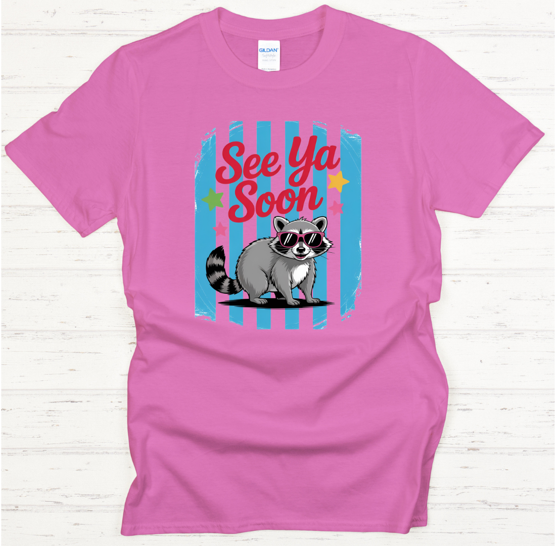 See Ya Soon Funny Raccoon Shirt – Cute Retro Raccoon Graphic Tee