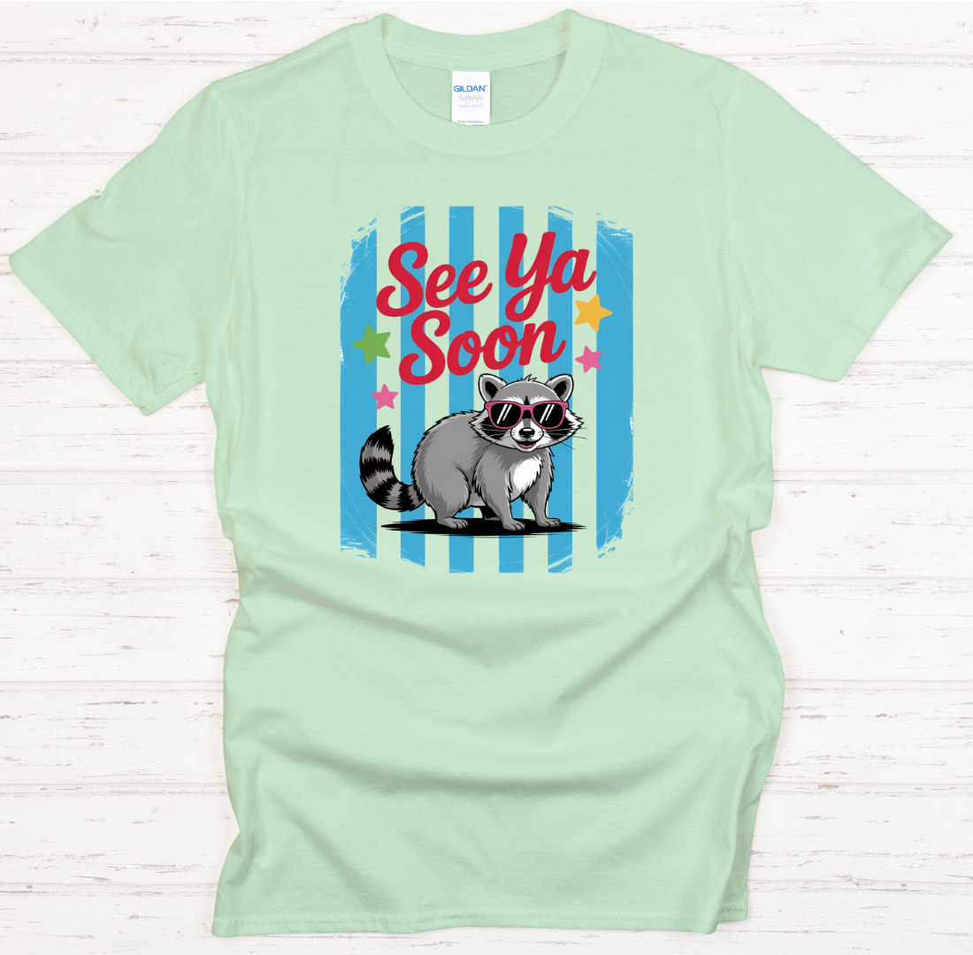 See Ya Soon Funny Raccoon Shirt – Cute Retro Raccoon Graphic Tee