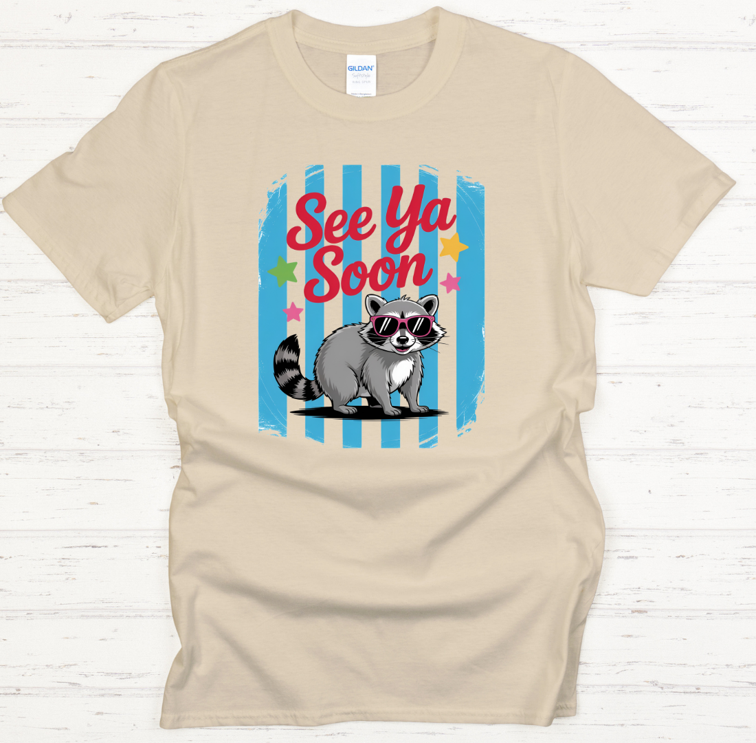 See Ya Soon Funny Raccoon Shirt – Cute Retro Raccoon Graphic Tee