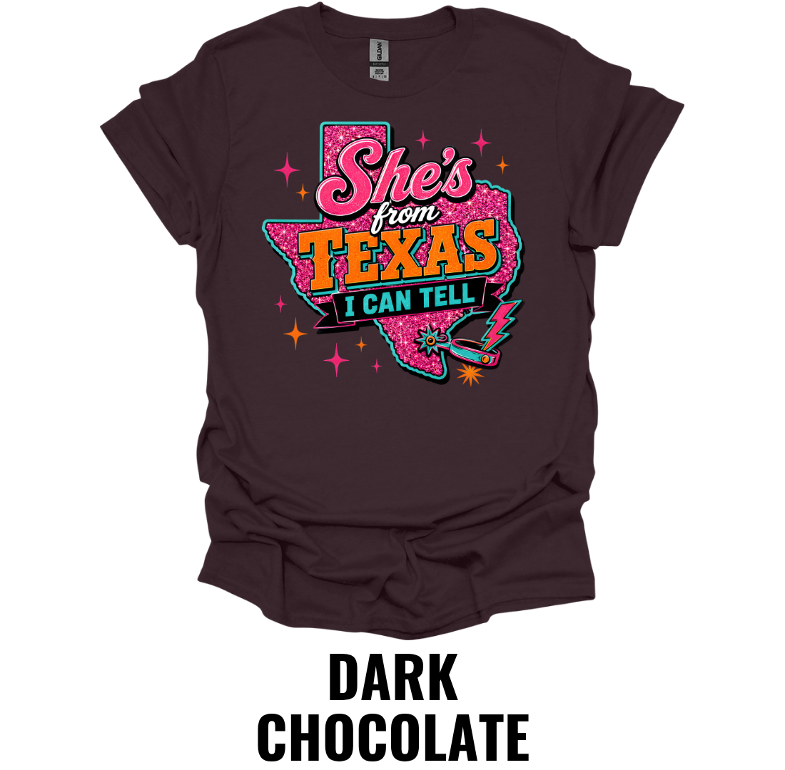 She's From Texas I Can Tell T-Shirt – Western Country Texas Graphic Tee