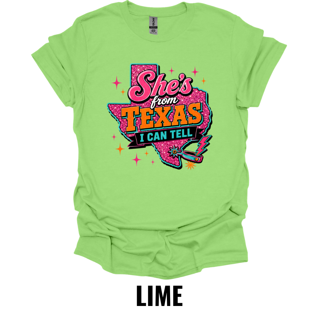 She's From Texas I Can Tell T-Shirt – Western Country Texas Graphic Tee