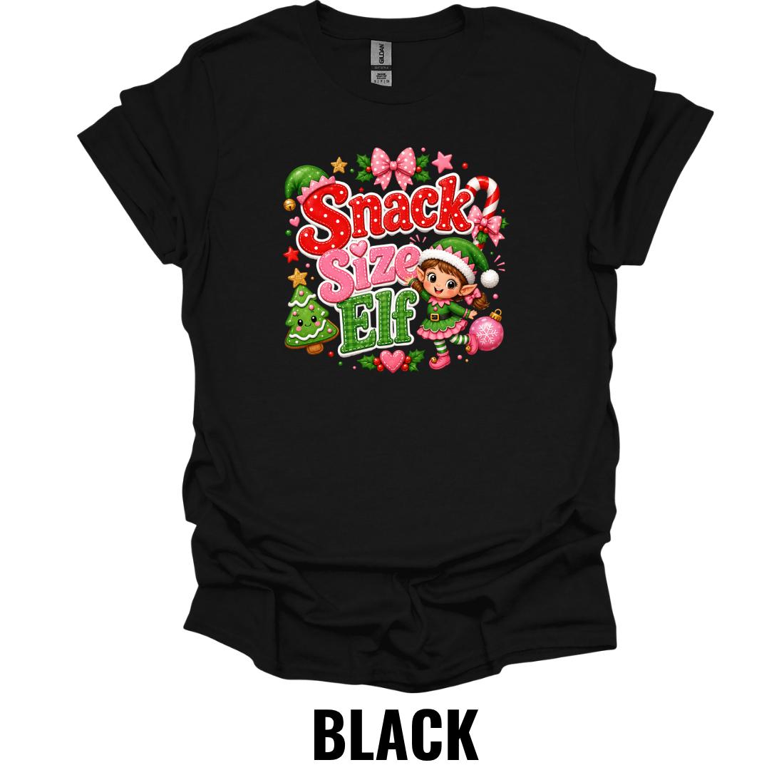 Snack Size Elf Youth Christmas T-Shirt – Cute Funny Kids Holiday Graphic Tee