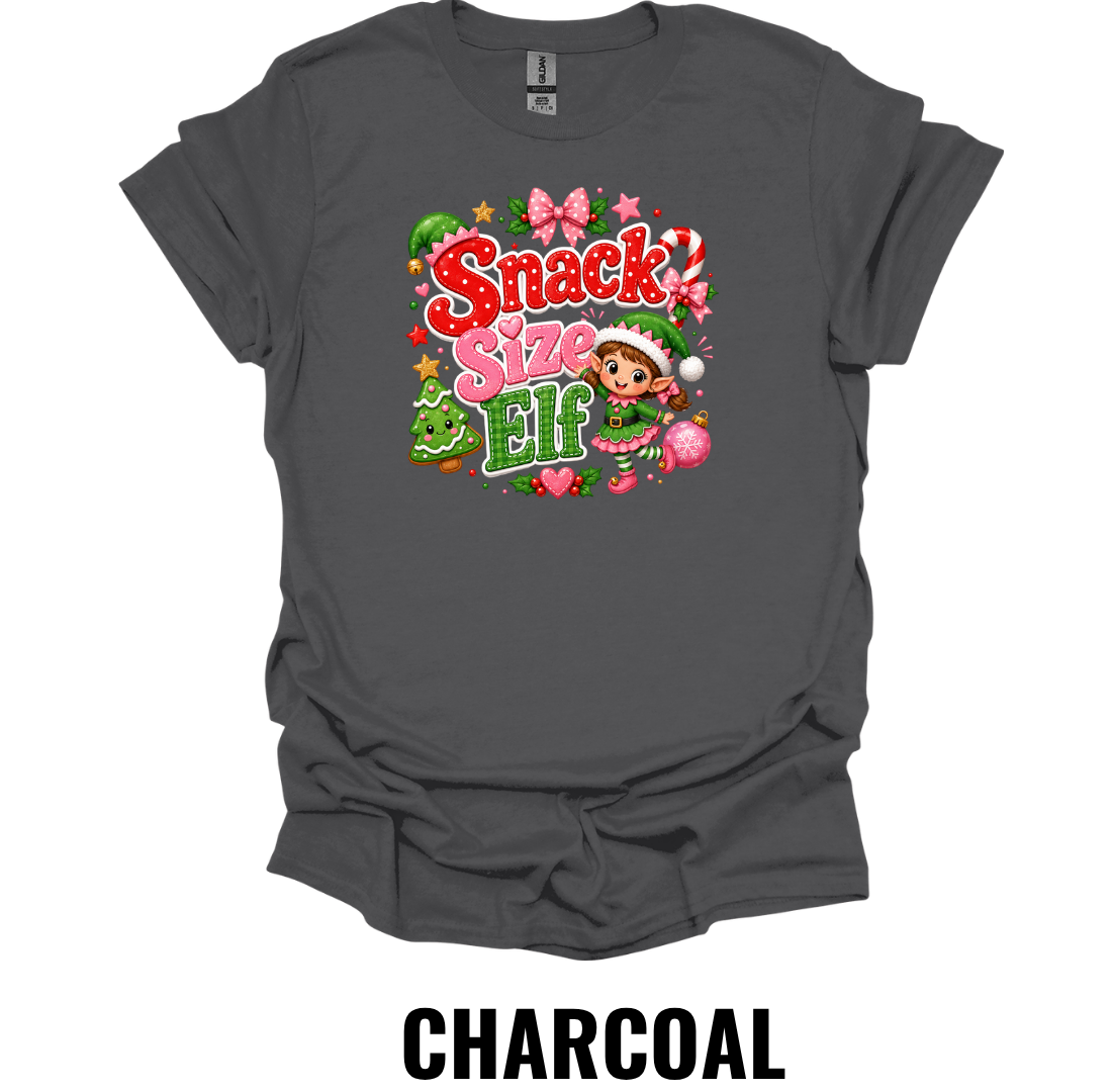 Snack Size Elf Youth Christmas T-Shirt – Cute Funny Kids Holiday Graphic Tee