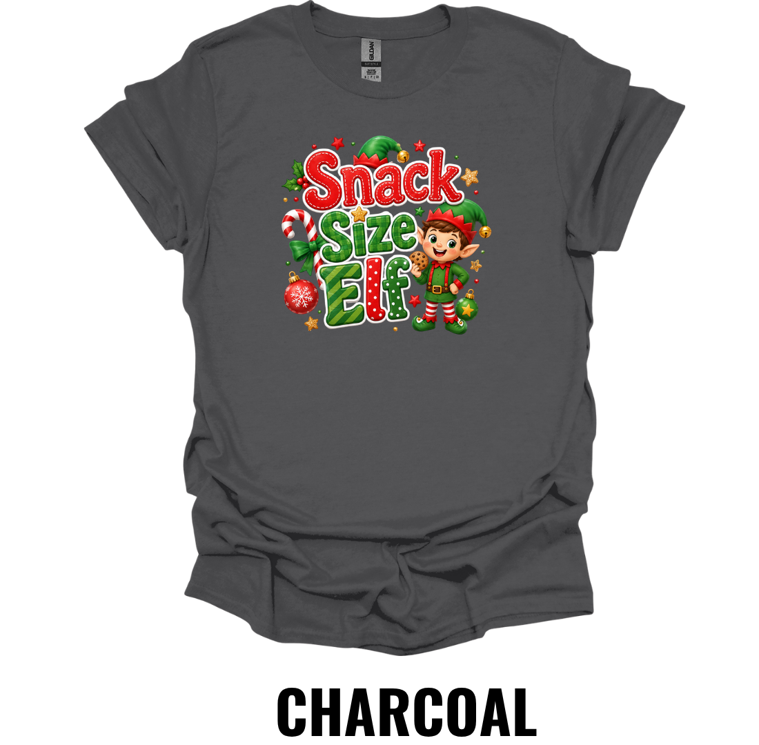 Snack Size Elf Youth Christmas T-Shirt – Cute Kids Christmas Graphic Tee