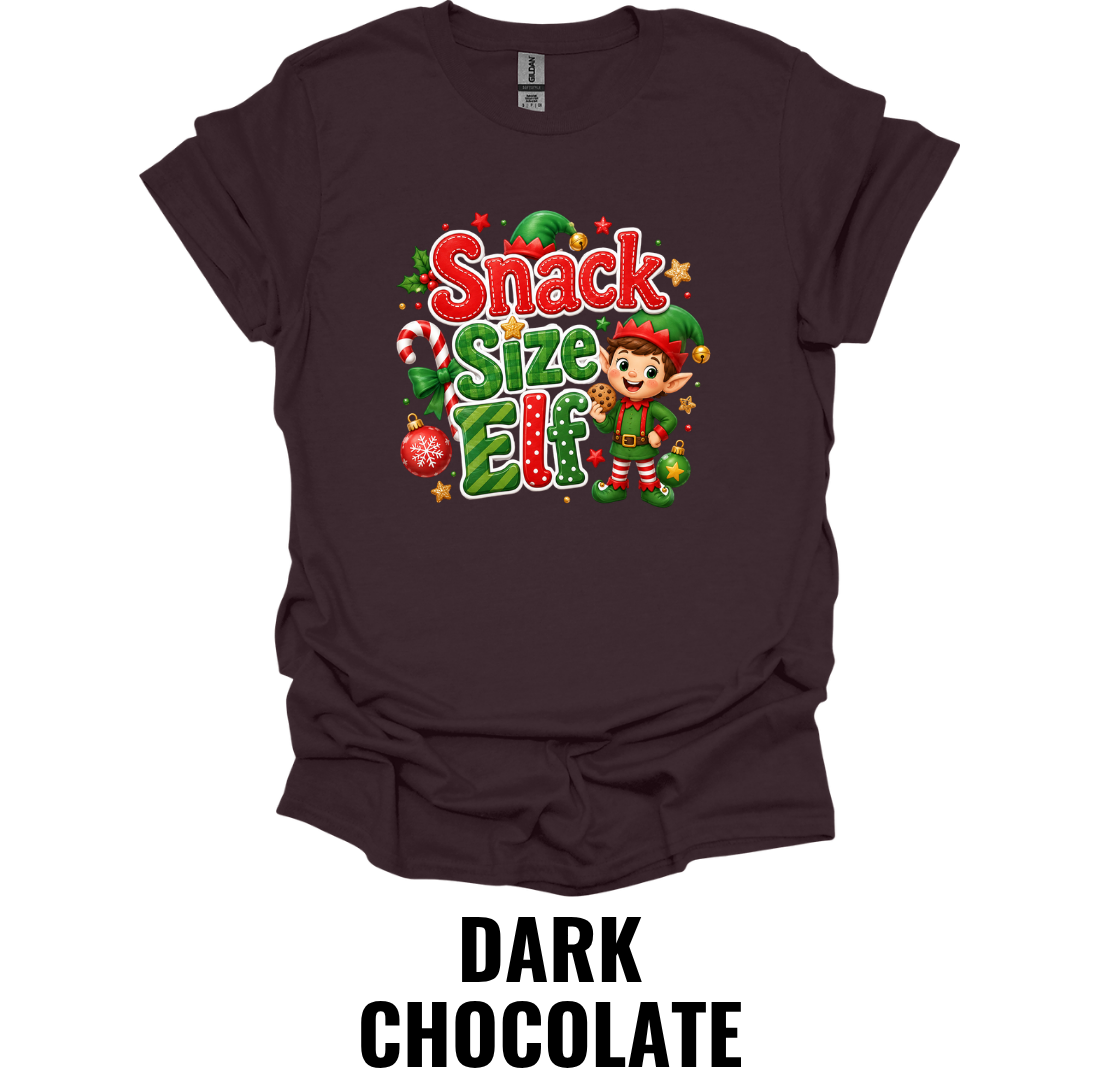 Snack Size Elf Youth Christmas T-Shirt – Cute Kids Christmas Graphic Tee
