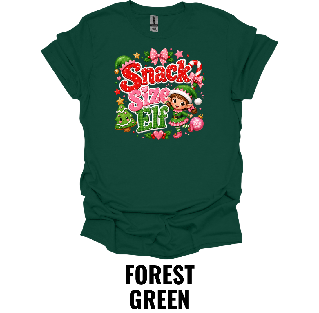 Snack Size Elf Youth Christmas T-Shirt – Cute Funny Kids Holiday Graphic Tee