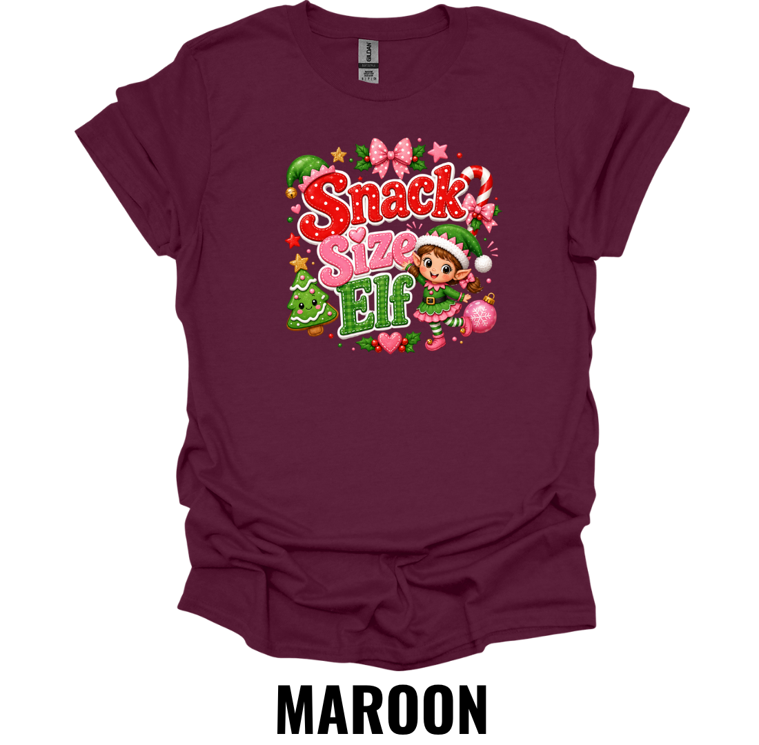 Snack Size Elf Youth Christmas T-Shirt – Cute Funny Kids Holiday Graphic Tee