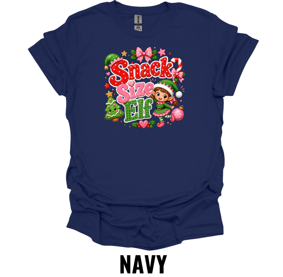 Snack Size Elf Youth Christmas T-Shirt – Cute Funny Kids Holiday Graphic Tee