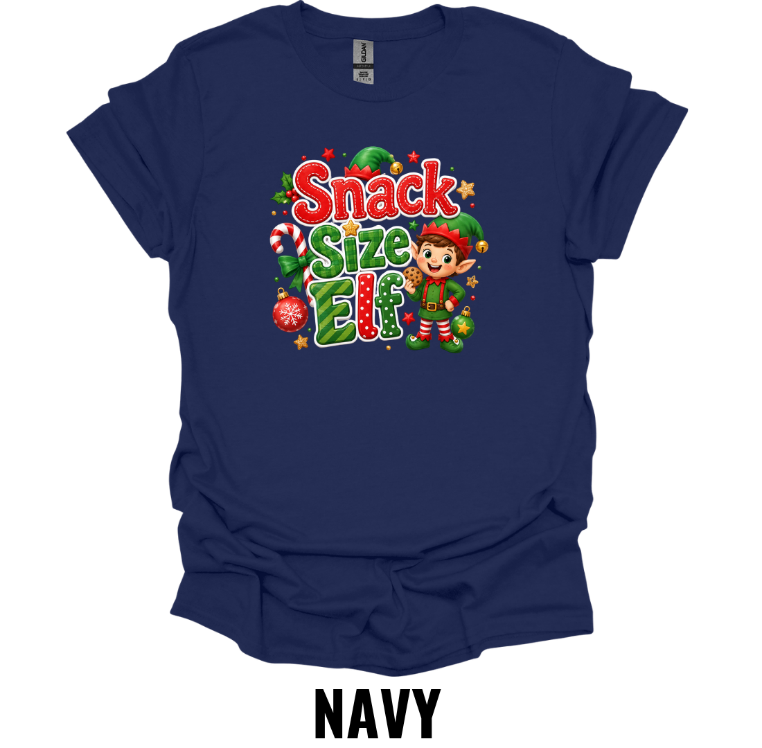 Snack Size Elf Youth Christmas T-Shirt – Cute Kids Christmas Graphic Tee