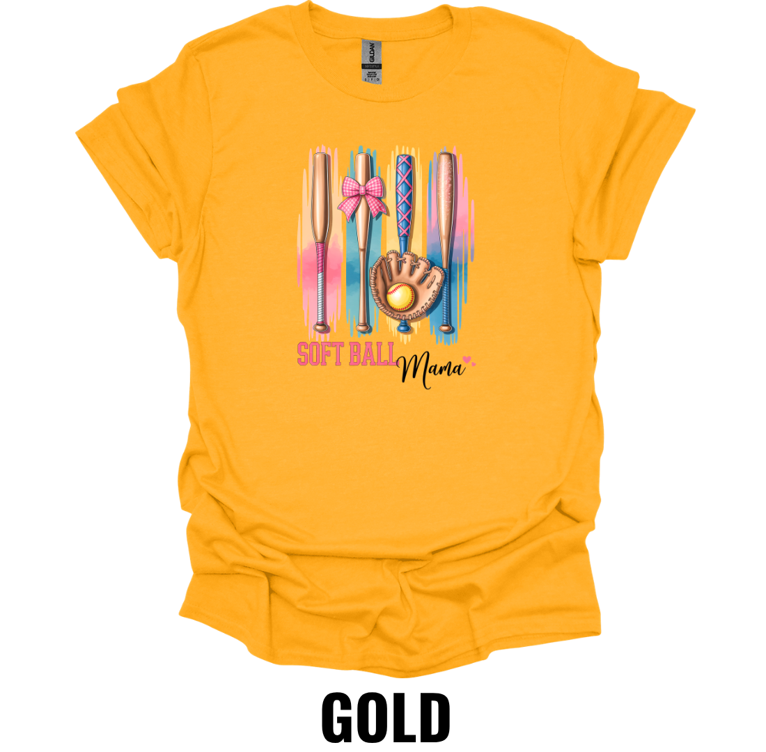 Soft Ball Mama T-Shirt – Watercolor Softball Graphic Tee