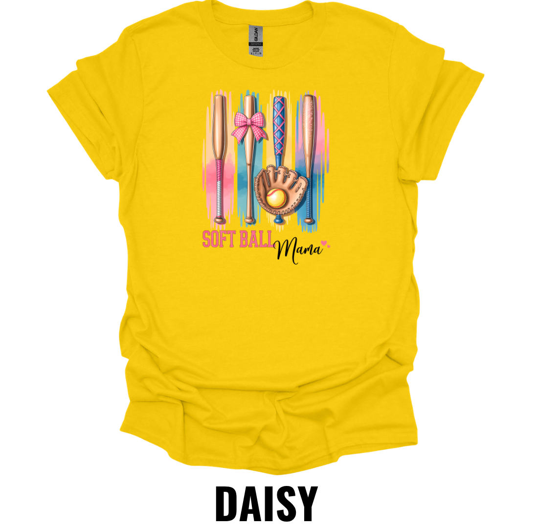 Soft Ball Mama T-Shirt – Watercolor Softball Graphic Tee