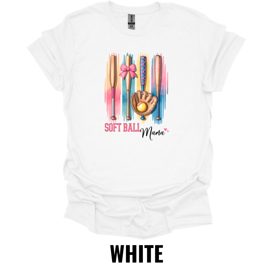 Soft Ball Mama T-Shirt – Watercolor Softball Graphic Tee
