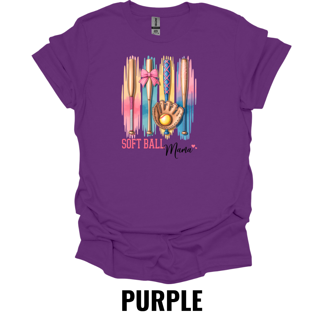 Soft Ball Mama T-Shirt – Watercolor Softball Graphic Tee