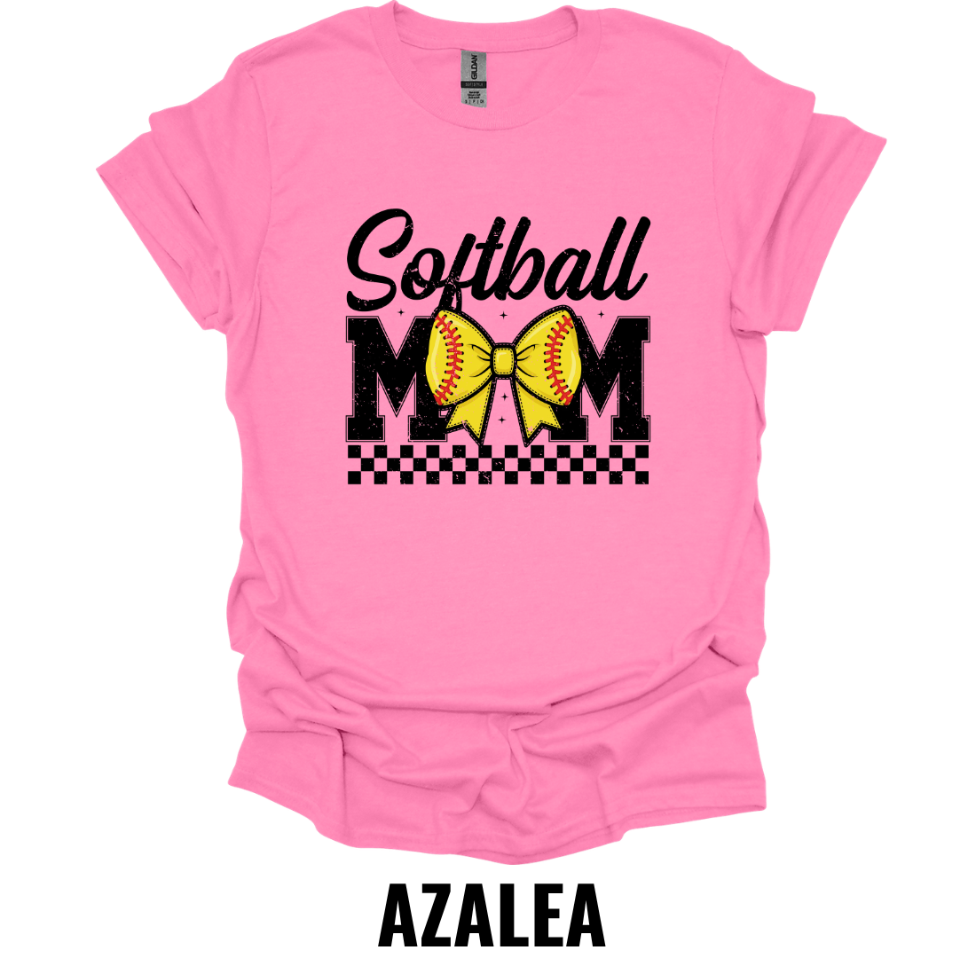 Softball Mom Bow Graphic T-Shirt – Cute Softball Mom Game Day Tee