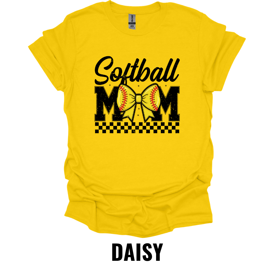 Softball Mom Bow Graphic T-Shirt – Cute Softball Mom Game Day Tee