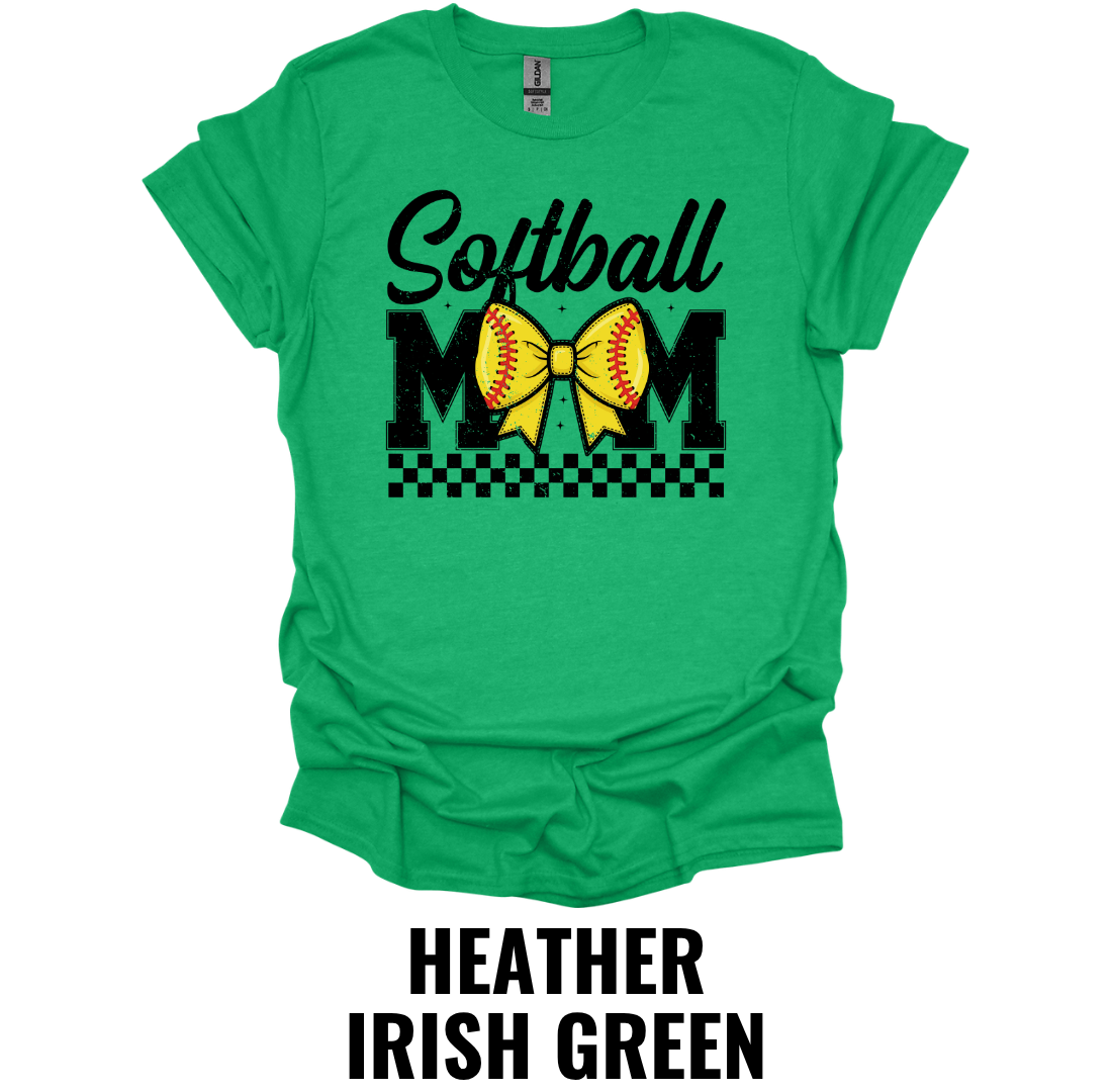 Softball Mom Bow Graphic T-Shirt – Cute Softball Mom Game Day Tee