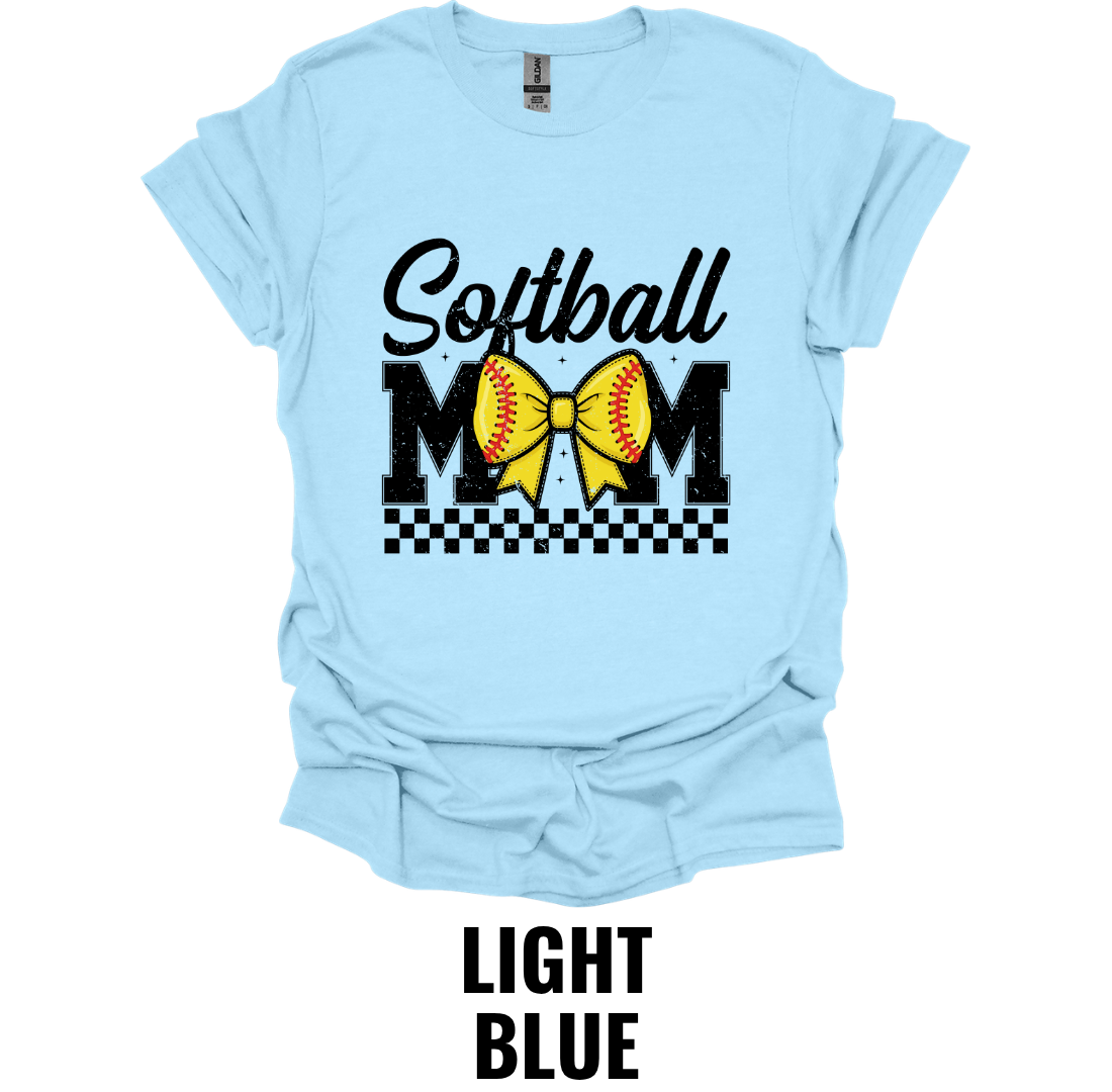 Softball Mom Bow Graphic T-Shirt – Cute Softball Mom Game Day Tee