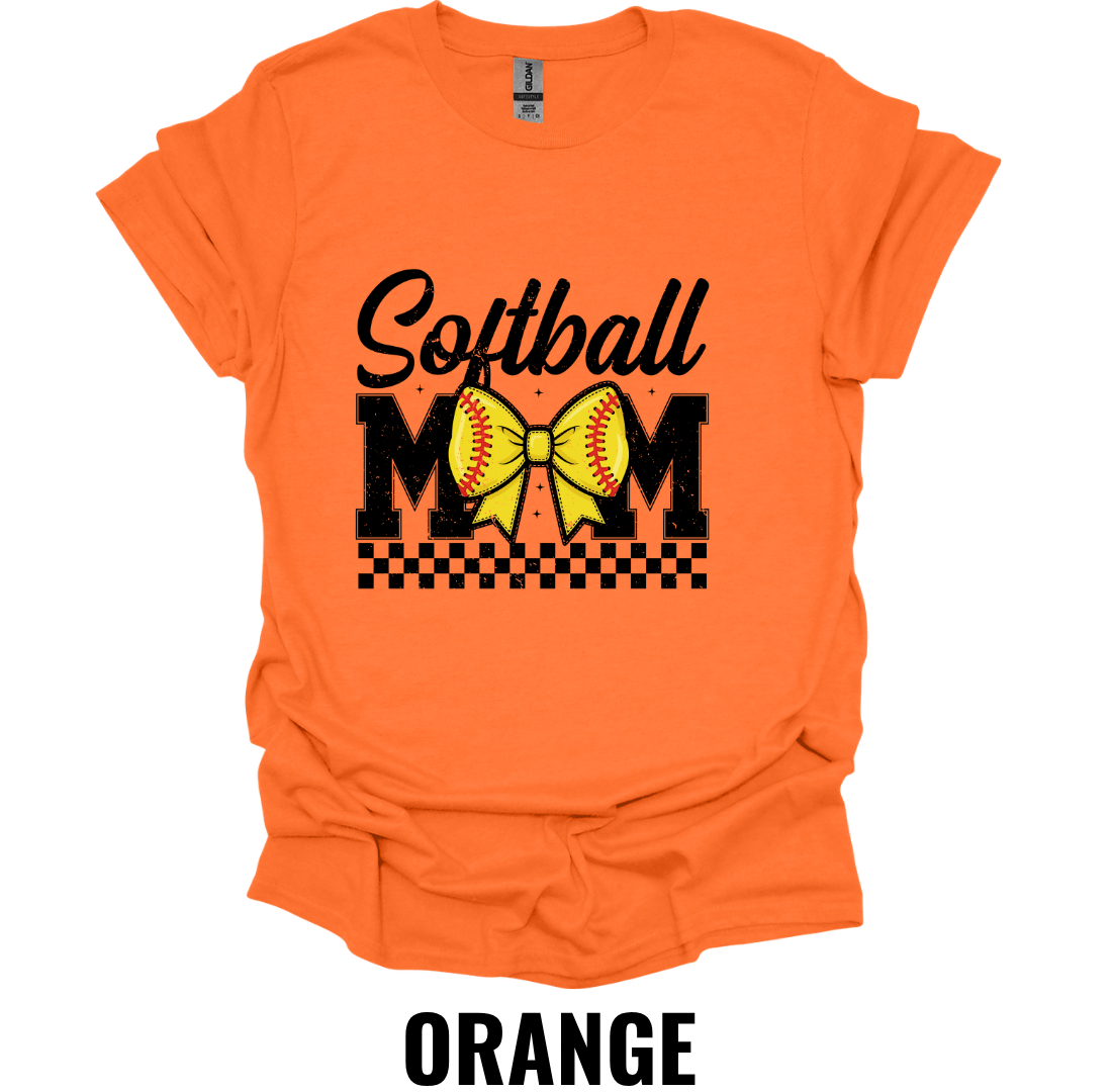 Softball Mom Bow Graphic T-Shirt – Cute Softball Mom Game Day Tee
