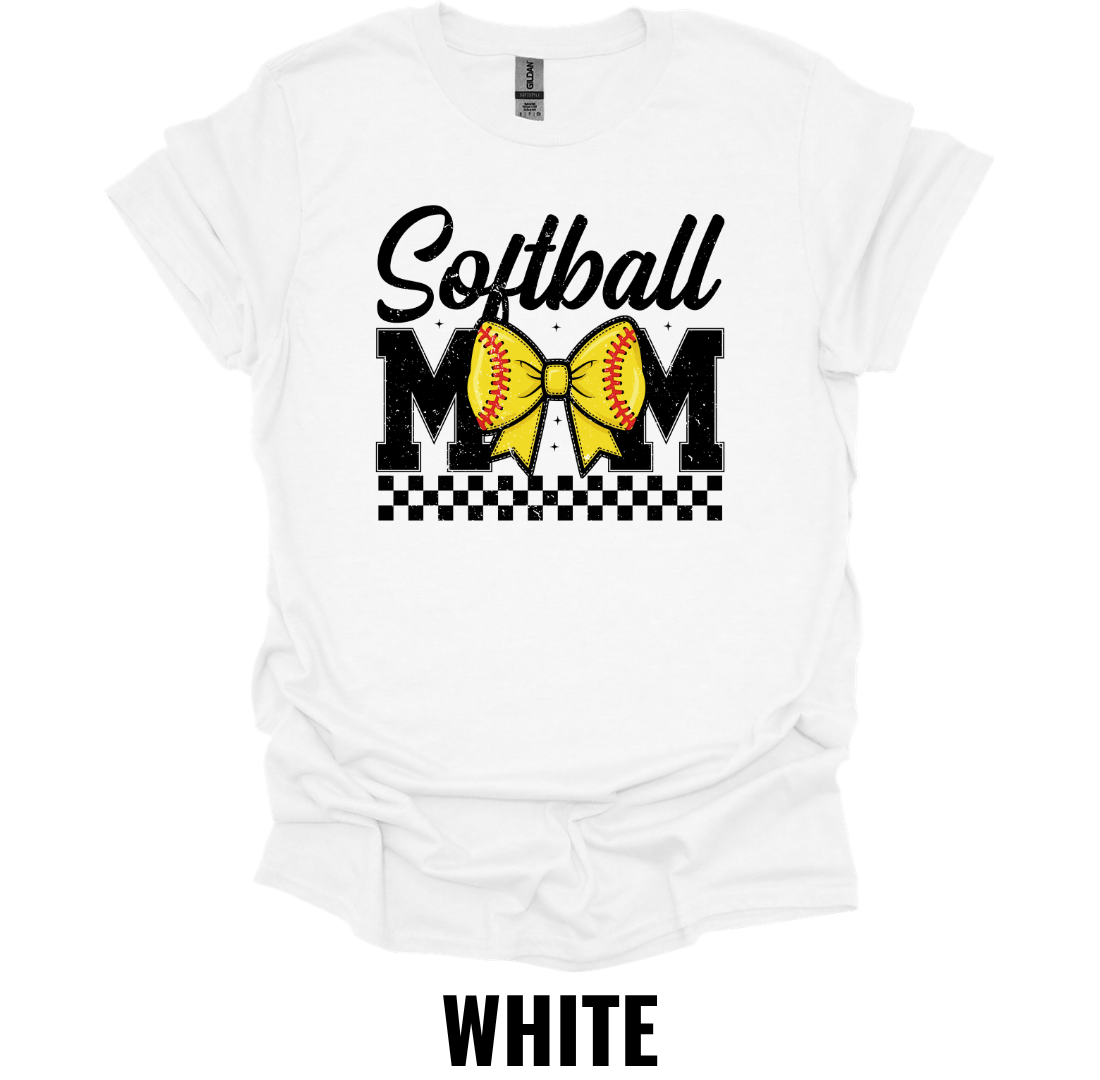 Softball Mom Bow Graphic T-Shirt – Cute Softball Mom Game Day Tee