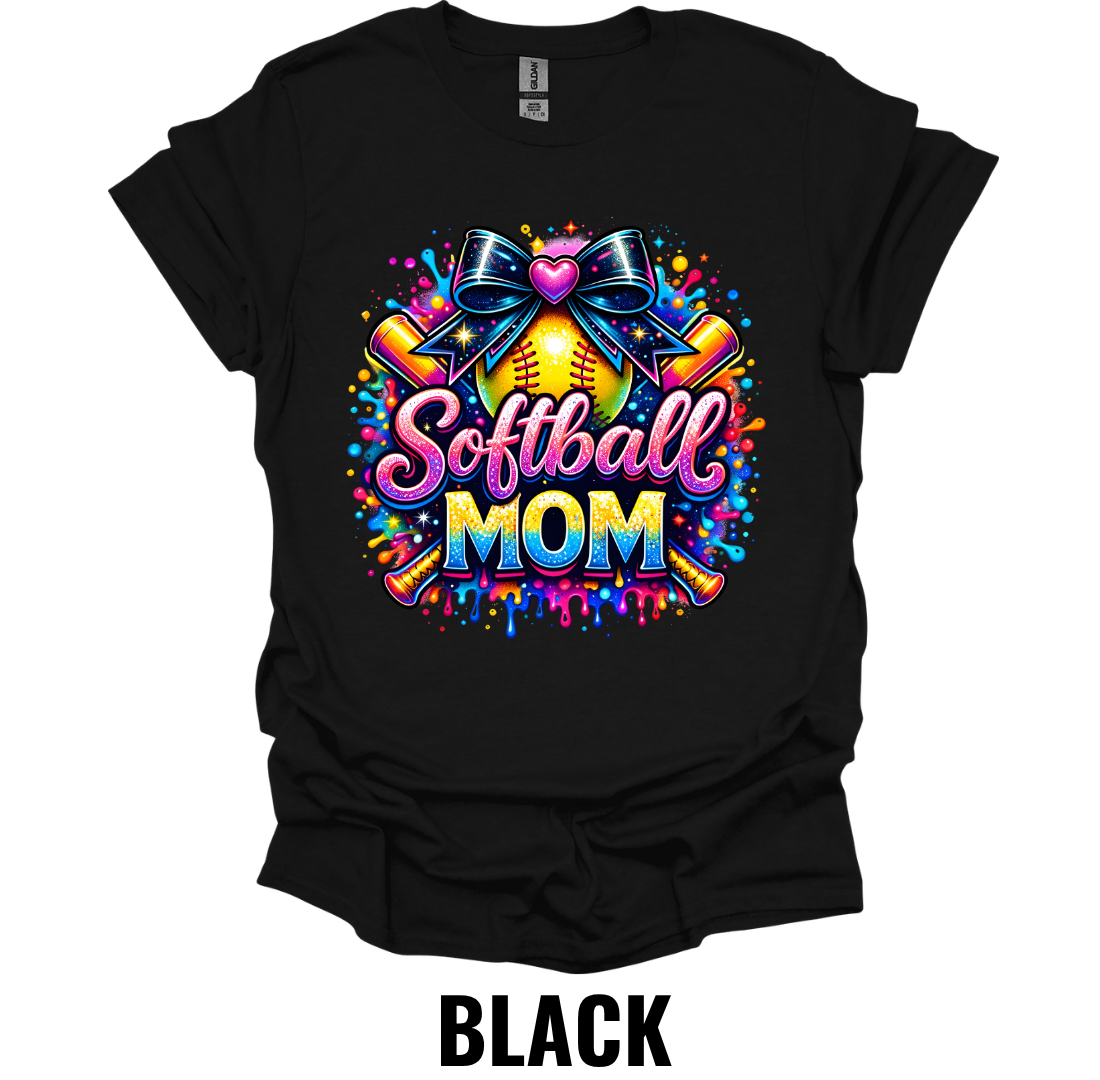 Softball Mom T-Shirt – Colorful Game Day Softball Mom Graphic Tee