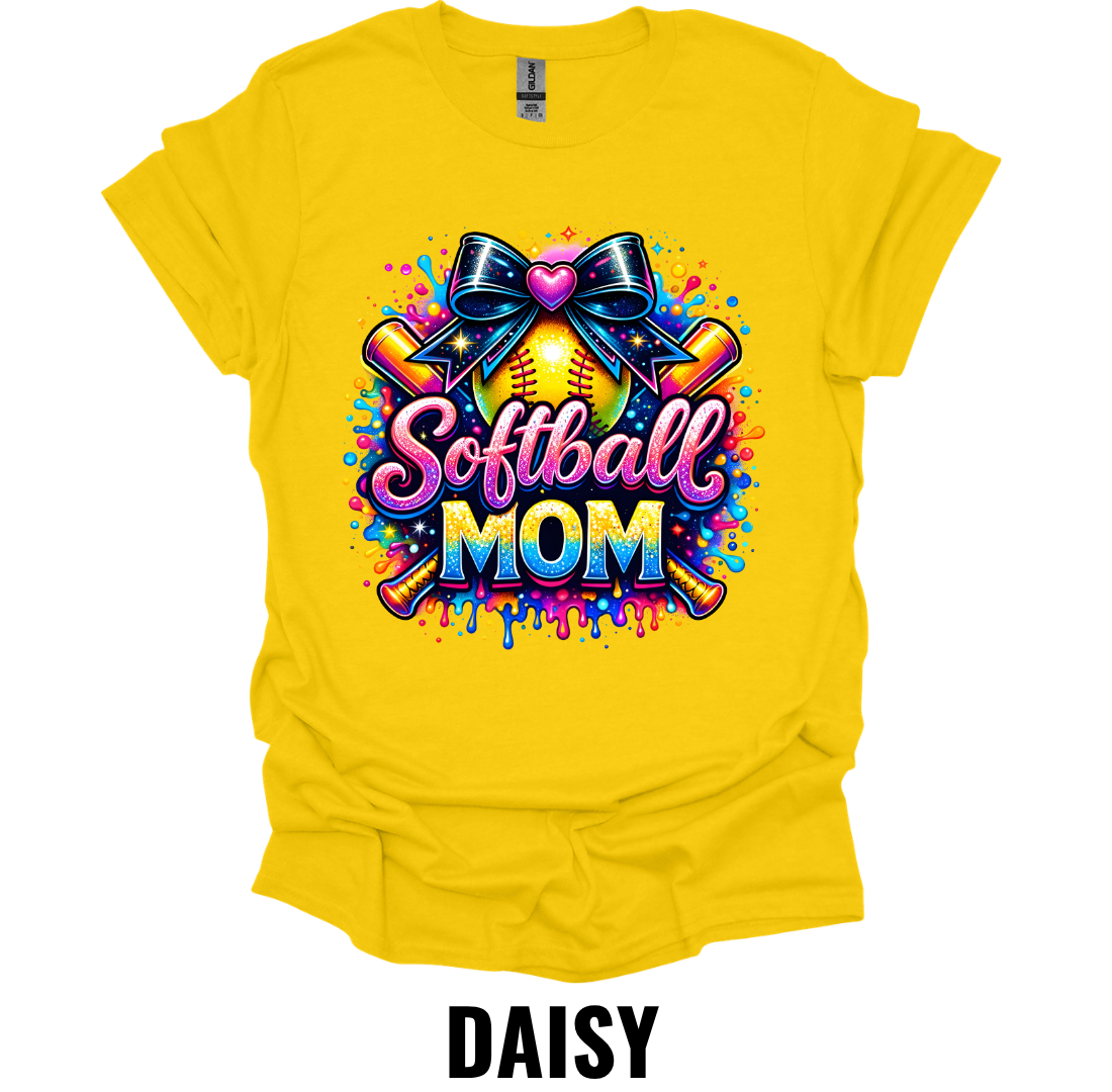 Softball Mom T-Shirt – Colorful Game Day Softball Mom Graphic Tee